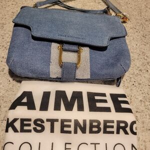 Brand New,Aimee Kestenberg Denim Blue Crossbody with Gold Hardware